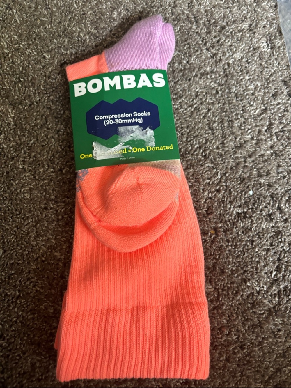 Bombas Men's Athletic Compression Socks in Neon Coral with Pink Toe